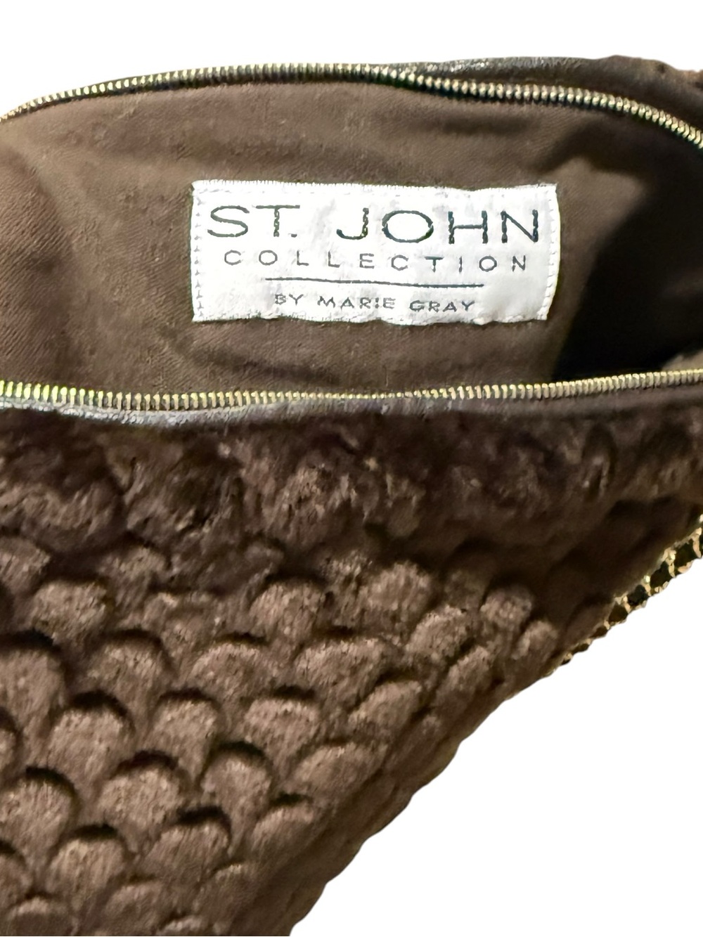 St. John Marie Gray Vintage Faux Fur Muff Hand Warmer Shoulder Bag Brown w/tag - Picture 7 of 10